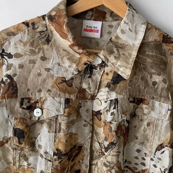 Ruby Rd Blouse Womens Medium Camo Hunting Camp Outdoors Longsleeve Button Down - Picture 4 of 11